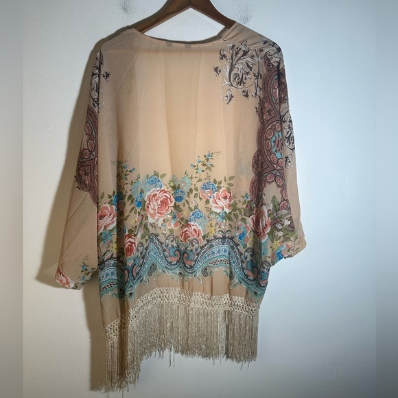 Floral Fringe Kimono - Picture 4 of 4